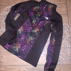 Fleece lined jacket pullover black and multicolor